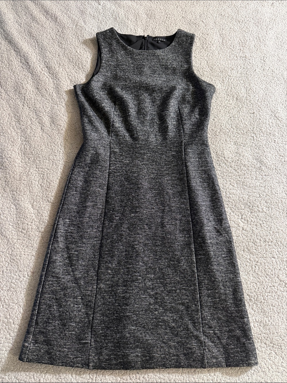 Theory Wool/Cotton Blend Sleeveless Heathered Gray Midi Dress Size 6